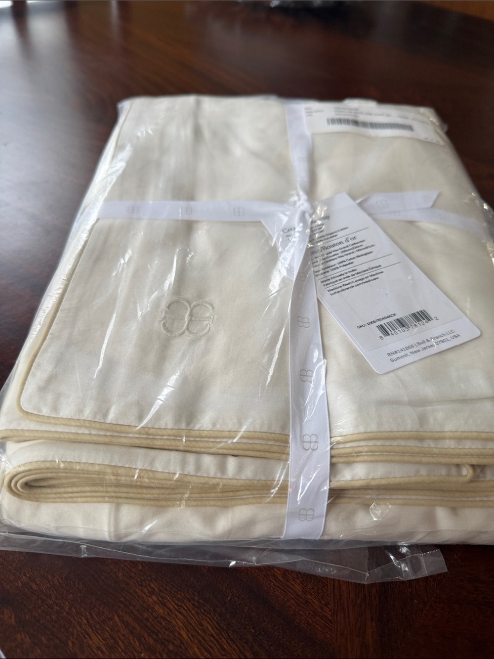Boll & Branch Cream signature piped edge duvet set buttercup C/K